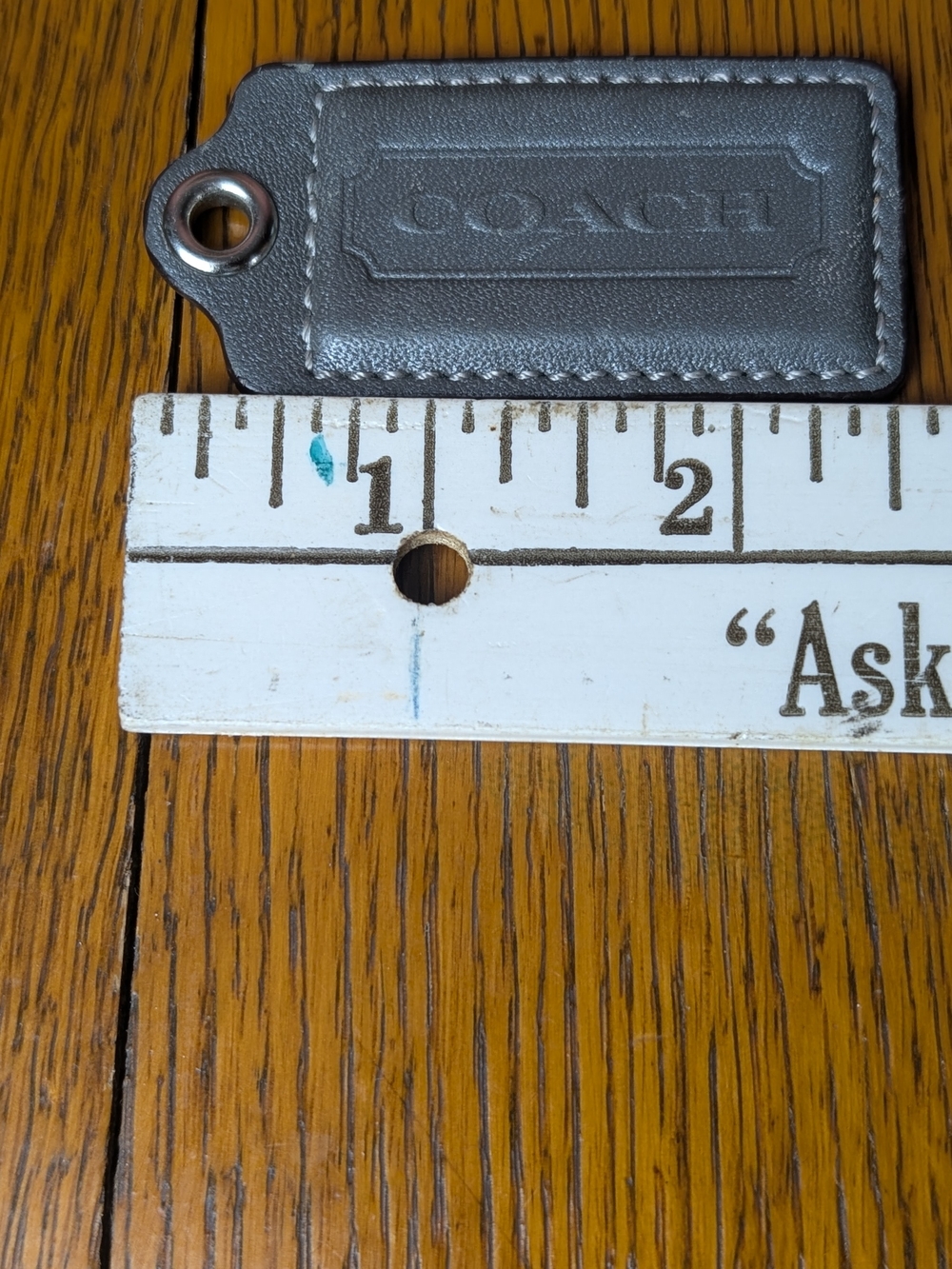 Coach Silver Leather Key Tag with Metal Eyelet - Picture 5 of 6